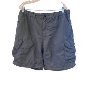 REI Men's XL Cargo Shorts Nylon Quick Dry UPF 50+ Gray Green